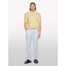 Sisley %100 Keten Beli Büzgülü İpli Slim Fit Pantolon Erkek Açık Gri Pantolon - 325p4aghsf043