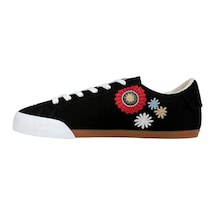 Kadın Vegan Deri Siyah Sneakers - Blooming İn The Dark Tasarım Çok Renkli