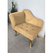 Yeni Model Tekli Köşe Koltuğu Josefin Bench Gold Ayak Vizon