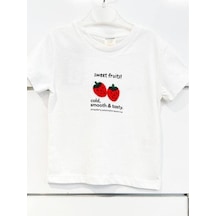 Cantoy Kız Çocuk Pamuklu Punch İşlemeli T-shirt-15119 Beyaz