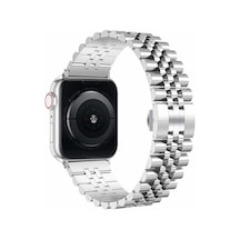 Ekılıf - Apple Uyumlu  Watch 42mm - Kordon Metal Kordon Krd-36 - Siyah