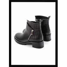 Siyah Siyah Hakiki Deri Kadın Bot & Bootie K02531230203 Siyah