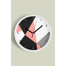 Soyut - Geometrik Temalı Modern Duvar Saati - 35cm - Önü Camlı Beyaz Kasa - Sessiz Mekanizma-jh0316 Beyaz