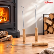 Dayanıklı Metal Soba Kapak Açacağı Ahşap Saplı Güvenli Kullanım Kül Temizleme Kuzine Kapağı
