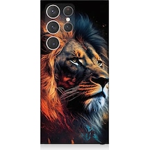Samsung Galaxy S23 Ultra Uyumlu Siyah Fon Aslan Desenli Silikon Kılıf