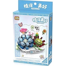 Lz-8831 Saksılı Buz Mavisi Kar Lotusu Çiçeği 370 Parça Block