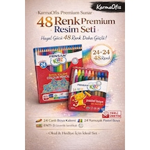 48 Renk Resim Seti 24 Boya Kalemi + 24 Yumuşak Pastel Boya Çocuk Boya Seti Yerli Üretim