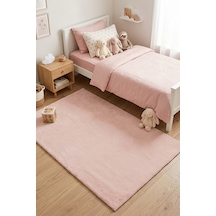Pembe Post Peluş Kaymaz Taban Çocuk Odası Halısı Yumuşak Çocuk Halısı Yolluk Pembe