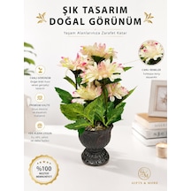 Seta Garden Çiçek Açık Pempe Siyah Vazo 33 Cm Çok  Renkli