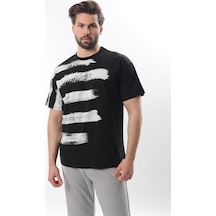 Madmext Siyah Baskılı Regular Fit Erkek T-shirt E7107 Siyah