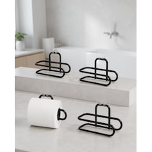 Duvara Yapışkanlı Wc Kağıtlık Siyah Metal 4 Adet Model Uczzdlynpltwcaskısı4-3 Çok Renkli