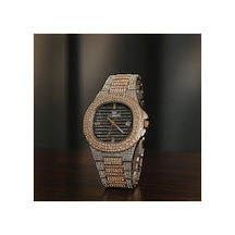 Lüks Metal Taşlı Kordon Takvimli Unisex Kol Saati Rose/gümüşiçisiyah - 650058546 Gümüş