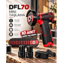 Dfl70 Mini Taşlama 12v 2.0ah Li-ıon Çift Akülü 76 Mm Kesici Disk 10 Adet Kesici Taş Hediyeli
