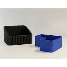 3d Baskı Fıstık Kasesi - Çift Hazneli Kabuk Ayırıcı Sunum Kasesi - Siyah Mavi