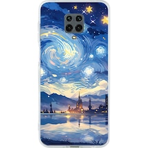 Redmi Note 9 Pro-9s Uyumlu Yıldızlı Gökyüzü Ve Şehir Silüeti Baskılı Silikon Kılıf Renkli