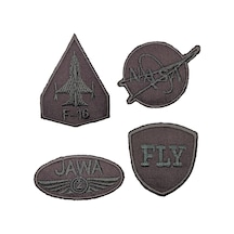 Ütü Ile Yapışan Arma - Patch - Delik Yama Set-2 Modeli Gri 4'lü Set - 327554170