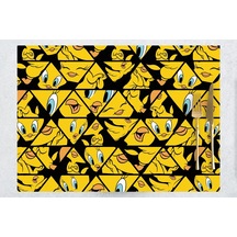 Adawall Home Tweety Face Kumaş Amerikan Servis 4'lü Set 35x50cm Sarı - Siyah