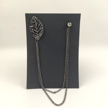 Yaprak Desenli Gümüş Ceket Iğnesi (540386191) Gümüş
