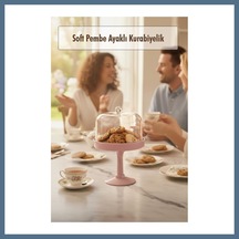 Buradabulabilirsin Soft Pembe Akrilik Ayaklı Kurabiyelik & Kapaklı Sunum Standı - 2 Parça Bbz