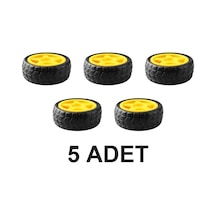 5 Adet Tt Tekerlek Tt Motor Uyumlu Robot Tekerleği 6.8cm Sarı Jant Lastik Teker Arduino Robot Araba Kiti