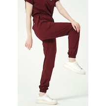 Bordo Likralı Jogger Paça Doktor Hemşire Forması Tek Alt Unisex