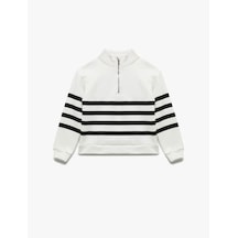 Koton Fermuarlı Yarım Balıkçı Yaka Oversize Siyah Kız Çocuk Sweatshirt 6wkg10059ak Siyah