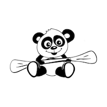 Kürek Çeken Panda Sticker 10 X 5 Cm