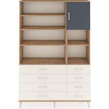 Arges Dolap 8 Raflı 8 Çekmeceli Tek Kapaklı 132x30x195 Çam-antrasit/aytaşı Antrasıt/aytası