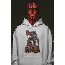 Sevbano Disturbed Rock Metal Müzik Grubu Ön Baskılı Unisex Oversize Premi beyaz
