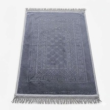 Tesbihane Kişiye Özel Nakış İşlemeli Hediyelik Seccade - Peluş Kumaş Gri