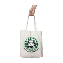 Art Hediye Star Wars Coffee Kahve Starbucks Logo Iki Tarafı Kalıcı Baskılı Yıkanabilir Bez Çanta Omuz Çantası Çok Renkli