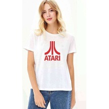 Atari Logo Baskılı Beyaz Kadın Tshirt (534304614)