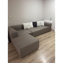 Most Mollis 4 Modül Köşe Koltuk 10 Kahverengi Keten Kumaş Yumuşak