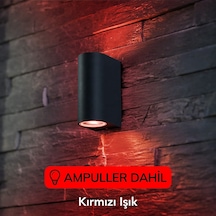 Dekoratif Çift Yönlü Siyah Aplik - Kırmızı Işık - Ampuller Dahil Diğer