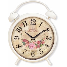 Çiçek Demeti Desenli Çalar Saat Görünümlü Masa Ve Duvar Saati