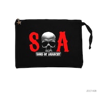 Zepplin Giyim Sons Of Anarchy Soa Siyah Clutch Astarlı Cüzdan / El Çantası