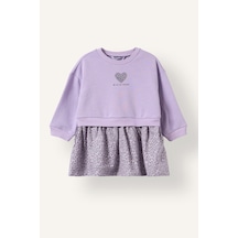 Defacto Leopar Desenli Uzun Kollu Elbise Kız Bebek I3589a526wnpr251 Mor-pr251