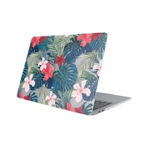 Macbook Air 13 İnç Kılıf A1369 A1466 Uyumlu Çiçek Desenli Hard Case Sert Koruyucu Kapak Printed Floral Laptop Kılıfı 2010-2017 Yeşil