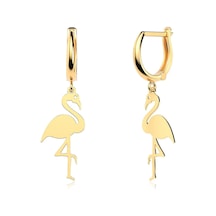 Sade Flamingo Altın Kaplama Gümüş Küpe
