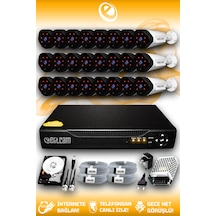 Elitcam 24 Kameralı Uzay 24 Dış Kamera Set 1 TB HDD Full HD Gece Görüşlü Güvenlik Kamerası Sistemi