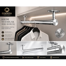 Krom Yuvarlak Askı Borusu Seti 27,5 Cm Paslanmaz Metal Dolap İçi Elbise Askılık Sistemi Çoklu Renk