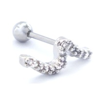 Ferizz 316l Çelik Zirkon Taşlı Piercing Prc-181 Gümüş