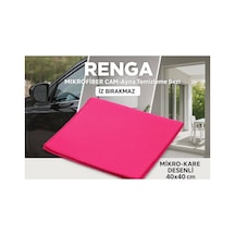 Pembe Renga Mikrofiber Cam - Ayna Temizlik Bezi 40x40 Cm İz Bırakmaz / Mikro Baklava Desenli