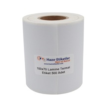 Al Hızlı Al Lamine Termal Etiket 100mm X 70mm Ruloda 500 Adet 40mm Çapında Direk Termal Transfer Etiketi 1