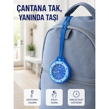 Çanta Ve Anahtarlık İçin Askılı Analog Taşınabilir Charm Saat Mavi Gümüş