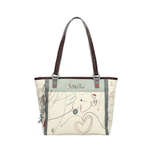 Anekke Alma Kadın Shopper Çanta 31 Cm Şık Ve Geniş Çok Gözlü Günlük Omuz Çantası Çok Renkli