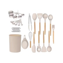33 Parça Isıya Dayanıklı Yanmaz Yapışmaz Slikon Uçlu Ahşap Kepçe Seti Mutfak Seti Bpa İçermez Spatula Maşa F Diğer