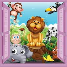 Çocuk Odası Bebek Odası Pencere Poster Duvar Kağıdı Hayvanlar Alemi