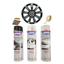 Presto Parlak Siyah Sprey Jant Boyama Seti+vernik+astar 500 Ml.