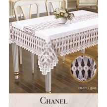 Chanel Model Gardenya Keten Krem-krem 160x260 Cm Şık Dekoratif Masa Örtüsü